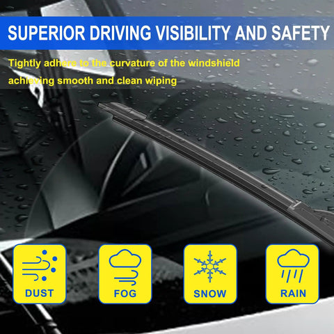 Top Tier J Hook Windshield Wiper Blades Set Of 2 Drop In Slick Bracketless Action for clear wiping during various weather conditions.