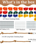 Gear Up And Crush Your Next Session With This Solid Rock Climbing Holds Kit Featuring Twenty Five Multi Colored Grips Paired With A Heavy Duty Knotted Rope Plus Full Mounting Hardware Ready For All Day Wall Workouts - Includes 25 grips, bolts, washers, weld nuts, rope, and wrench.