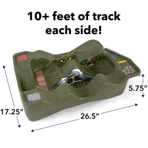 Monster City Extreme Wheels Race Track Table For Kids, Portable Two Sided Play Table With Green Surface, Off-Road Track View