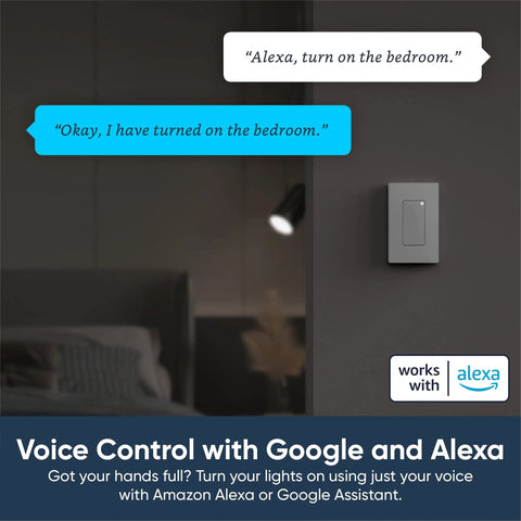 Smart Light Switch 2.4 GHz WiFi Single Pole Needs Neutral Wire Works With Alexa Google Assistant and IFTTT No Hub Needed 1 Pack White on wall