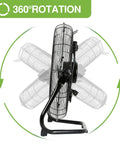 Side view of 20 Inch High Velocity Floor Fan With 3 Speeds Beast Mode Heavy Duty Industrial Metal Fan showcasing 360-degree rotation