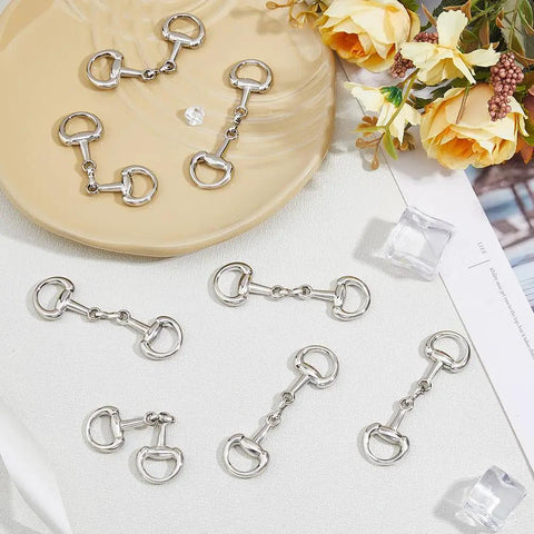 8 Piece Platinum Double D Rings Snaffle Bit Buckles Alloy Jewelry Making Metal Links For Necklaces And Bracelets Foldable Connecting Clasps