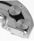 Close-up view of Heavy Duty Stainless Steel Curved Concealed Cabinet Hinges Pair With 90 Degree Limit Stopper showcasing smooth finish and robust design.
