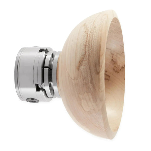 Face Plate Ring For NCK Series Woodturning Lathe Chuck holding a wooden bowl, compatible with Super NOVA2 and Robert Sorby Patriot