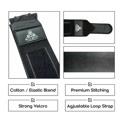 41 Inch Elbow Wraps For Weightlifting For Lifters Pair With Stretchable Breathable Compression Strap For Bench Press And Powerlifting Supports Elbow Joint Stability During Presses For Men Black showing Velcro and stitching details