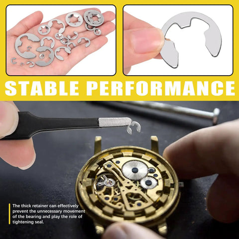 Stainless Steel Internal Tooth Star Lock Washers And E Clip Assortment Set For Metric Sizes M2 To M12 with E Clip on Watch