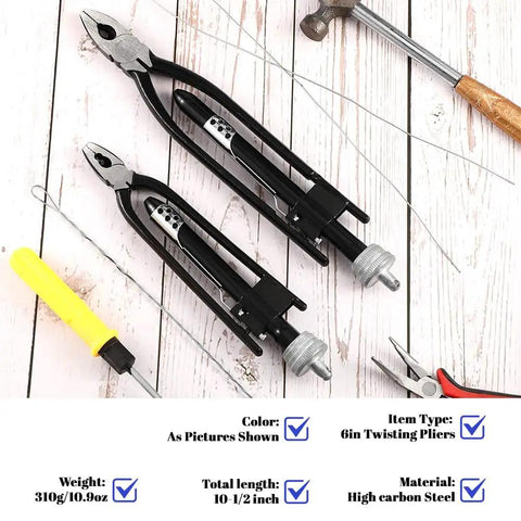 Durable 6-Inch Safety Wire Pliers with High-Carbon Steel Jaws for aircraft and auto industry on wooden background
