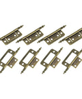 Premium Bronze Iron Butt Hinges Non Mortise Cabinet Door Hardware 8 piece set shown from above, sturdy design, 87mm long.