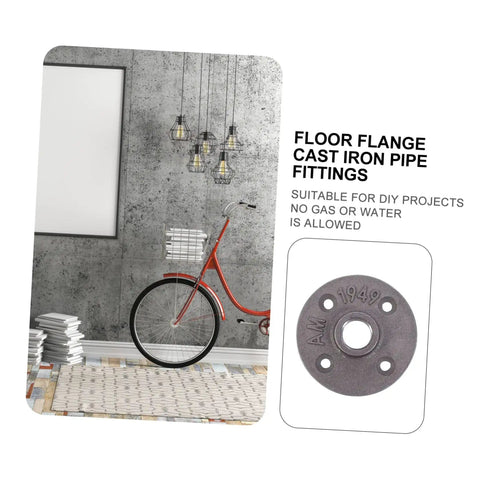 Four Pack Built Tough Malleable Iron Floor Flanges For Vintage Industrial Pipe Shelf Brackets Heavy Duty Cast Iron Fittings