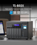 Heavy Duty Eight Bay Network Attached Storage Crafted As A Top Shelf Badass Rig Powered By Intel Atom C5125 Octa Core Processor For Smooth Team File Syncing And Massive Local Vaults, showcasing front view with multiple drive bays.