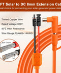 Solar To DC 8mm Charge Extension Cable 10 Ft 12AWG Plus 14AWG Copper Core Solar Panel Connector Close-up