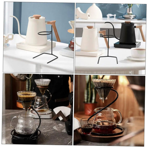 Kick Up Your Morning Brew Game With This Slick Two Piece Coffee Dripper Stand in compact setup with coffee dripping.