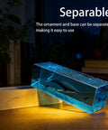 Ocean Scene Resin Night Light With Wood Base Usb Powered Lamp For Bedroom Decor showcasing humpback whale figurine