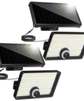 Super Bright Solar Motion Sensor Lights 2000 Lumens 88 LED Waterproof Outdoor Security Wall Mount, pair of solar panels and lights