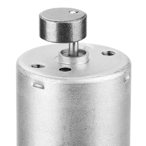 Close-up of Dual Shaft 12V DC Vibration Motor With High Torque For DIY Vibe Devices And Prototyping, low noise copper windings.