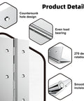 Detailed view of Two Piece Heavy Duty Piano Hinge Set Stainless Steel Continuous Hinges 10 Inch By 2 Inch 0 060 Thick Leaf showing countersunk holes and smooth incisions.