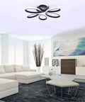 Flower Shape Flush Mount LED Ceiling Light Dope Modern Lamp 22.8 Inch 48W Black Fixture in stylish living room