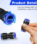 360-degree rotating quick connect fitting from 100 Piece Quick Connect Air Hose Fittings Set In Five Sizes 1/4, 5/32, 5/16, 3/8, And 1/2 Inch.