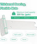 Badass 6 Inch Gate Hinges With 280 Pound Capacity Matte White Finish 4 Pack Heavy Duty T Strap showing durable design and load capacity.
