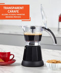 6 Cup Or 3 Cup Electric Espresso Maker Black Coffee Machine for Cuban Coffee Moka and Espresso Drinks with transparent carafe