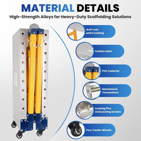 Material details of Heavy Duty Foldable Work Platform And Rolling Welding Station with carbon steel and anti-rust finish.
