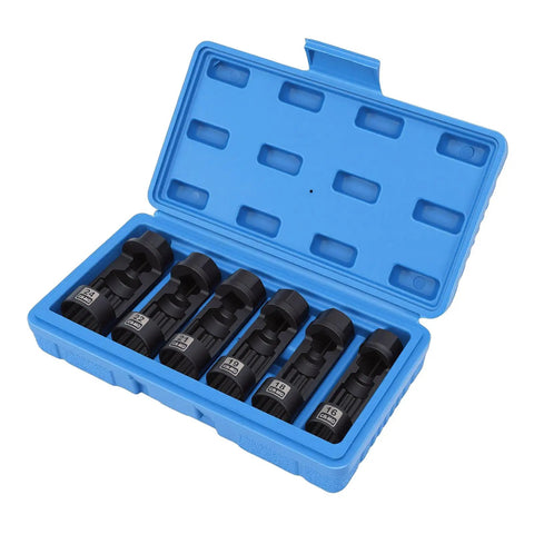 6 Piece Strut Nut Socket Set With Storage Case For Shock Absorber Nuts 16mm 18mm 19mm 21mm 22mm 24mm, sockets in blue case