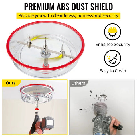 Adjustable Hole Saw Cutter Kit Pro Grade Heavy Duty Set for Recessed Lights and Ceiling Speakers dust shield with saw