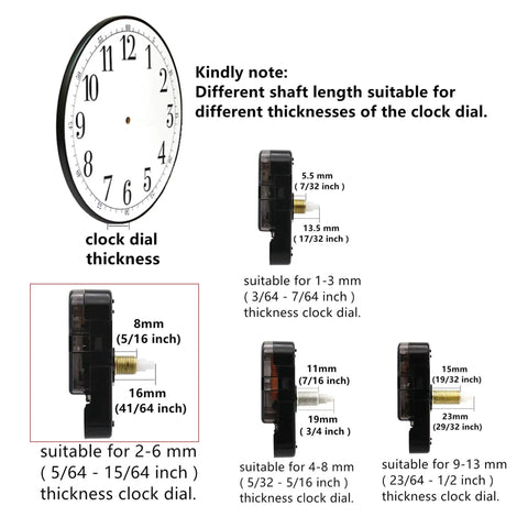 Quartz Wall Clock Movement Mechanism Replacement Kit For DIYers Repairs Silent Sweep Long Hour And Minute Hands Fits Dials Up To 40 Cm Diameter 2-6 mm Shaft Easy Install For Handy Home Crafters