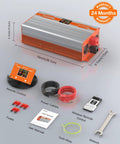 Workhorse 2000W Pure Sine Wave Inverter For RVs And Trucks, 12V DC To 120V AC Converter, 4000W Peak, accessories displayed