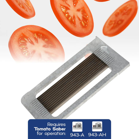 3/16 Inch Blade Cartridge For Tomato Saber Replacement Cutter And Vegetable Chopper Blade with sliced tomatoes in background