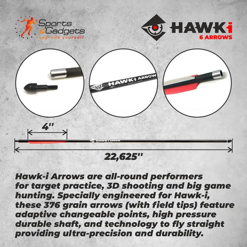 Carbon Arrow PCP 376gr Six Pack Bolts With 100gr Field Tips For Hunting PCP Air Guns Or Crossbows Plus Free Tail Nocks Included