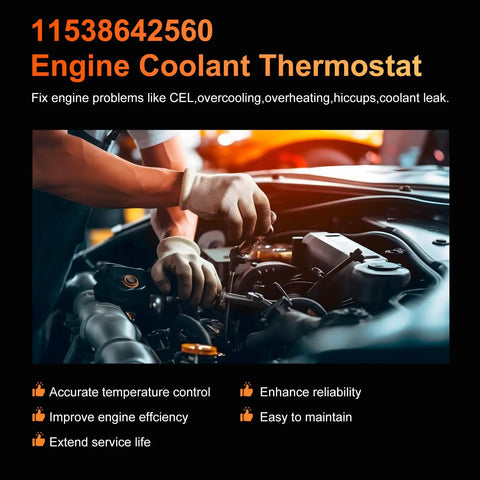 Hands working on an engine coolant thermostat showing the Direct Fit Heat Management Thermostat Housing Assembly With Sensor No Fuss Bolt Up For BMW X3 X4 X5 Z4 GT 2019 To 2024 B46 B48 Engines 11538642560 Garage Ready Replacement.