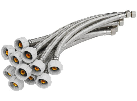 12 Pack Stainless Braided Toilet Water Supply Line 12 Inch Flexible Hose With Seven Eighths Ballcock To 3 Eighths Compression