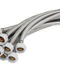 12 Pack Stainless Braided Toilet Water Supply Line 12 Inch Flexible Hose With Seven Eighths Ballcock To 3 Eighths Compression Fittings