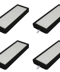 Four black AH60010 True HEPA Filter Replacement for Hoover and Oreck Air Purifiers with white carbon pre-filter surface, 4 pack.