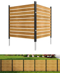 Two Panels Wood Privacy Screen For Garden And Patio 41 By 38 Inches No Dig Outdoor Privacy Wall Weather Resistant Sectional Fence