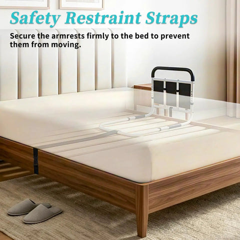 Bed Rails For Old Folks And Seniors With Adjustable Height Under Mattress Bed Guard With Storage Pocket Non Slip Foam Portable Side Railings