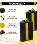 Beefy Heavy Duty Wheel Chocks For Trailers RVs Campers Trucks And Small Aircraft - Solid Rubber Block With 3 Reflective Strips