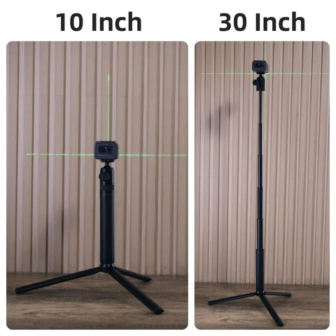 Modular Rechargeable Laser Meter With Bilateral Beam And Bluetooth Featuring Four Hella Handy Modules With Digital Roller And Level for 10 inch and 30 inch tripod height settings.