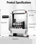 Heavy Duty Manual And Electric Drill Compatible Wire Stripper Machine showing specifications, five sharp alloy steel blades and alloy casing.