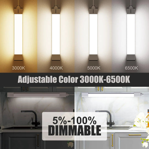 Under Cabinet Lights With Plug Dimmable 3000K To 6500K Color Temperature Wireless Control Panel And Remote 15W 1500LM 16 Inch