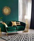 Leopard Glam 29 Inch Table Lamp Set of 2 in Gold with Drum Linen Shades showcased in a luxurious green living room.