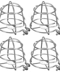 Heavy Duty Iron Fire Sprinkler Head Covers 4 Pack Dome Cage Protectors, silver metal guards for half and three quarter inch piping.