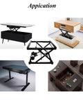Top Shelf Electric Scissor Lift Table With Foldable Design And Wireless Remote Control used in various settings, displayed in multiple angles.