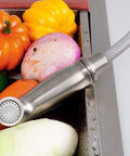 Versatile Kitchen Sink Side Sprayer With Quick Connector 1/4 Inch Female Thread Hose Fitting Brushed Nickel Finish in sink