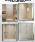 Various styles of showers with 8 Inch Center-To-Center Shower Door Handle 304 Stainless Steel Back-To-Back Glass Pull Matte Black