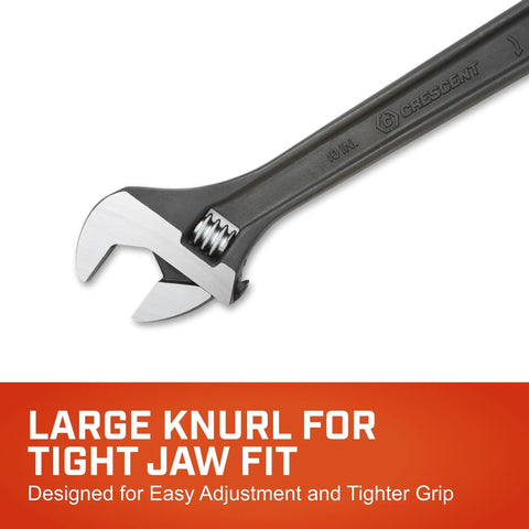 10 Inch Adjustable Black Oxide Wrench With Hex Jaw Design For Slip Resistant Grip Carded AT210VS Ergonomic Handle Focused View