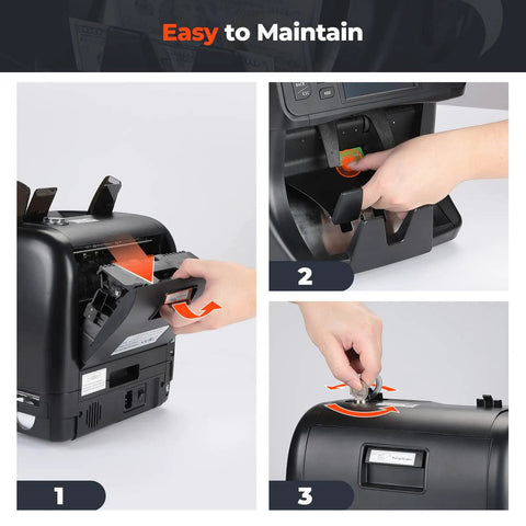 Maintenance steps for Two Pocket Money Counter Machine That Sorts Mixed Denominations With Built In Printer and Touch Screen