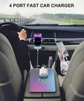 Car interior with Upgraded Quad Port 12V USB Outlet Aluminum Car Charger With 78W Dual PD USB C And QC Fast Charge visible