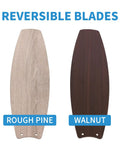 Reversible blades showing rough pine and walnut finishes for the 42 Inch Modern Indoor Ceiling Fan with Dimmable Light Kit and Remote Control.